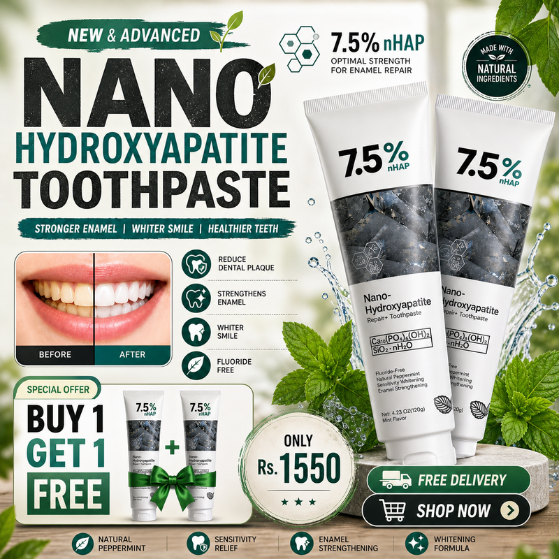 Nano Hydroxyapatite Toothpaste 7.5% nHAP – Teeth Whitening & Enamel Repair | Buy 1 Get 1 Free