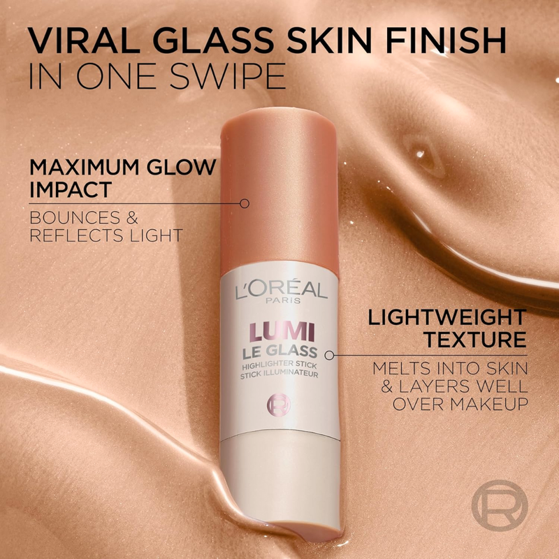 L'Oréal Lumi Le Glass Highlighter Stick | Dual-Finish Glass & Satin Glow | For Face & Body