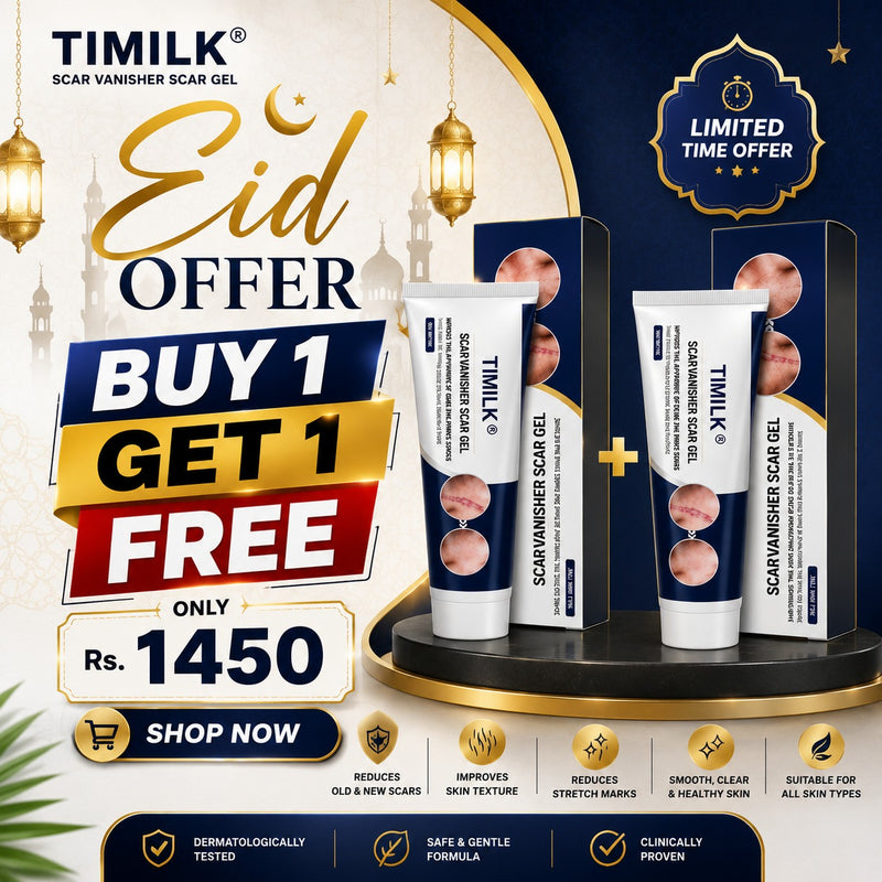 Timilk Scar Vanisher scar gel bundle featuring a Buy 1 Get 1 Free offer